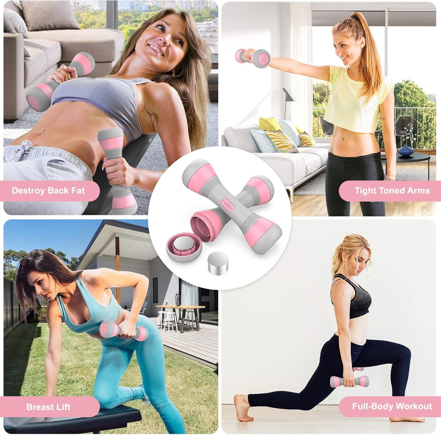 Adjustable Dumbbells Set for Women, 4.5Lbs Dumbbells Weight Pair, Exercise Dumbbells for Home, Office, Gym