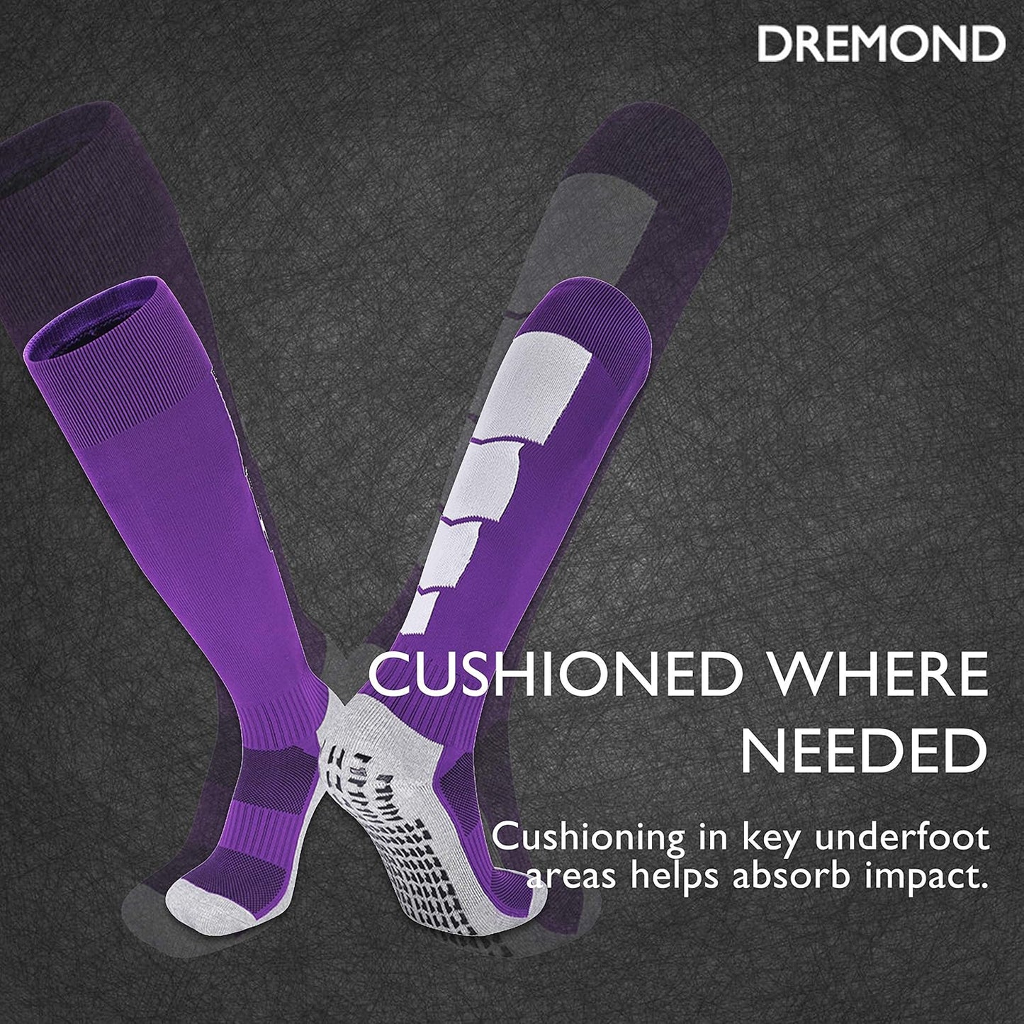 anti Slip Soccer Socks (2 Pairs), Non-Slip Football Socks, Grip Baseball Socks