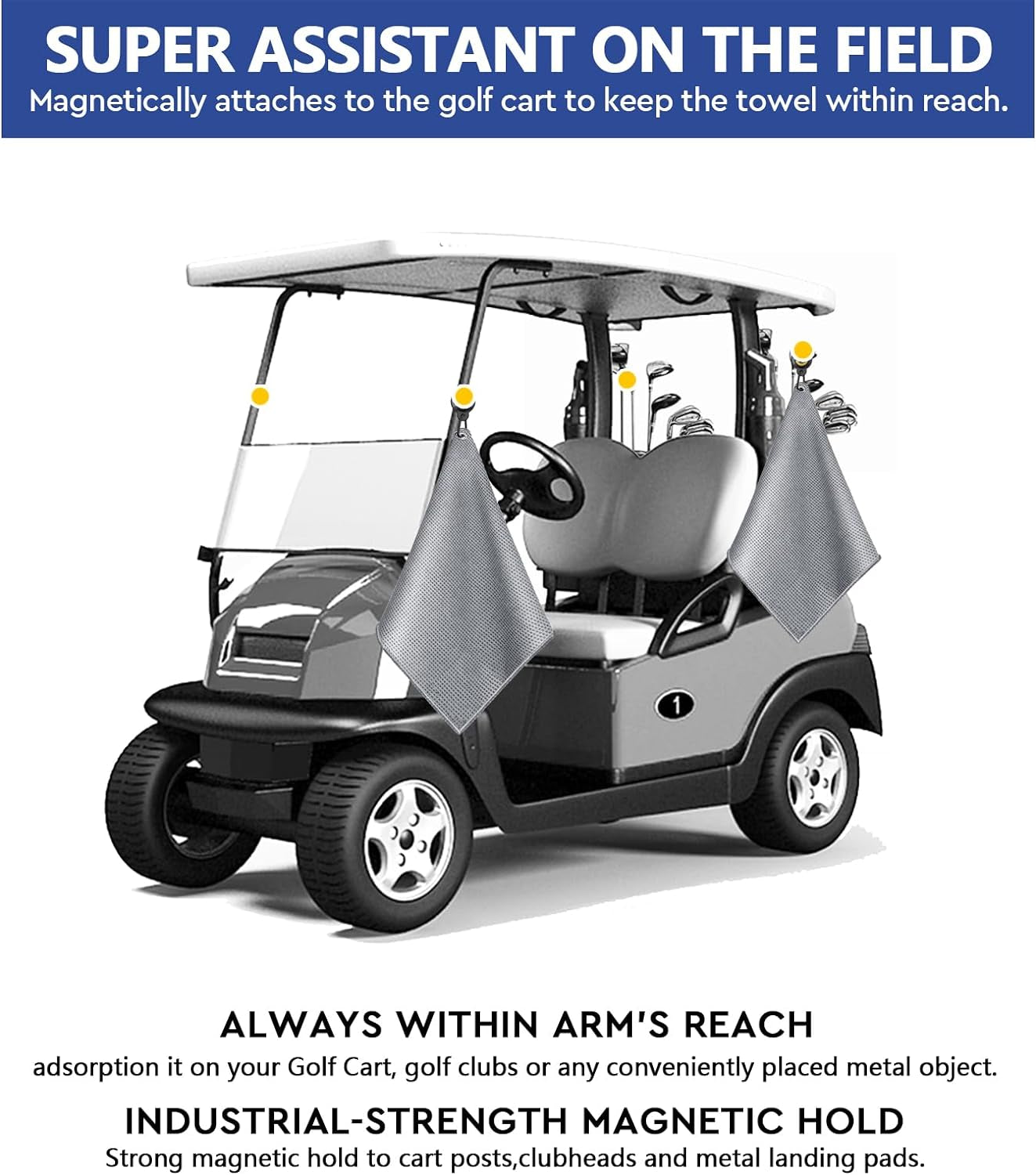 Magnetic Golf Towel Clip Set - Strong Magnet Hold, Removable & Easy Clean, Men'S Golf Gift