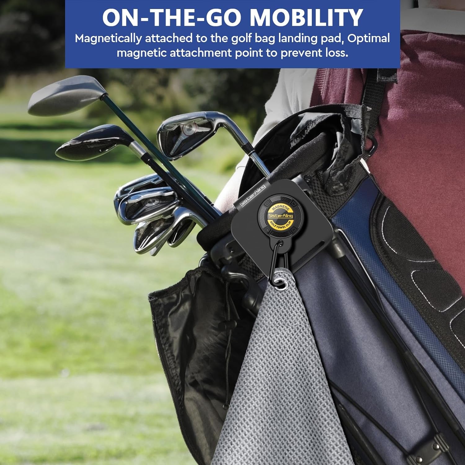 Magnetic Golf Towel Clip Set - Strong Magnet Hold, Removable & Easy Clean, Men'S Golf Gift